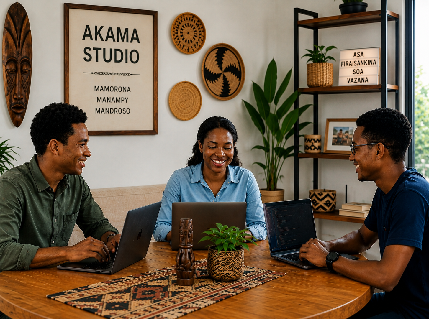 Équipe Akama Studio en collaboration sur un projet digital